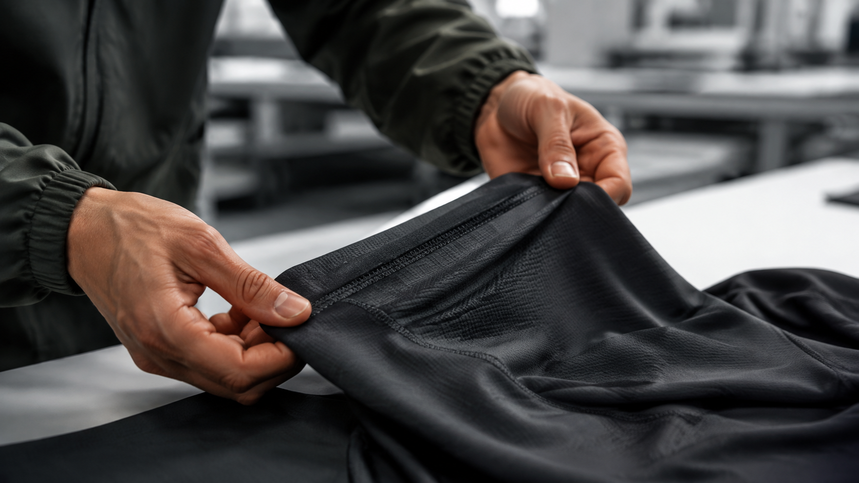 Technical garment construction and private label detail